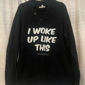 Black Cable Knit Warm Sweater with Button Detail 🖤